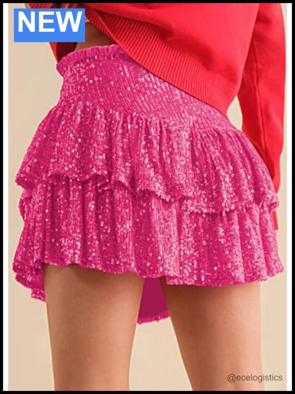 Women's Shimmer Sequin Mini Skirt High Waisted A-Line Party Fancy - Picture 5 of 6